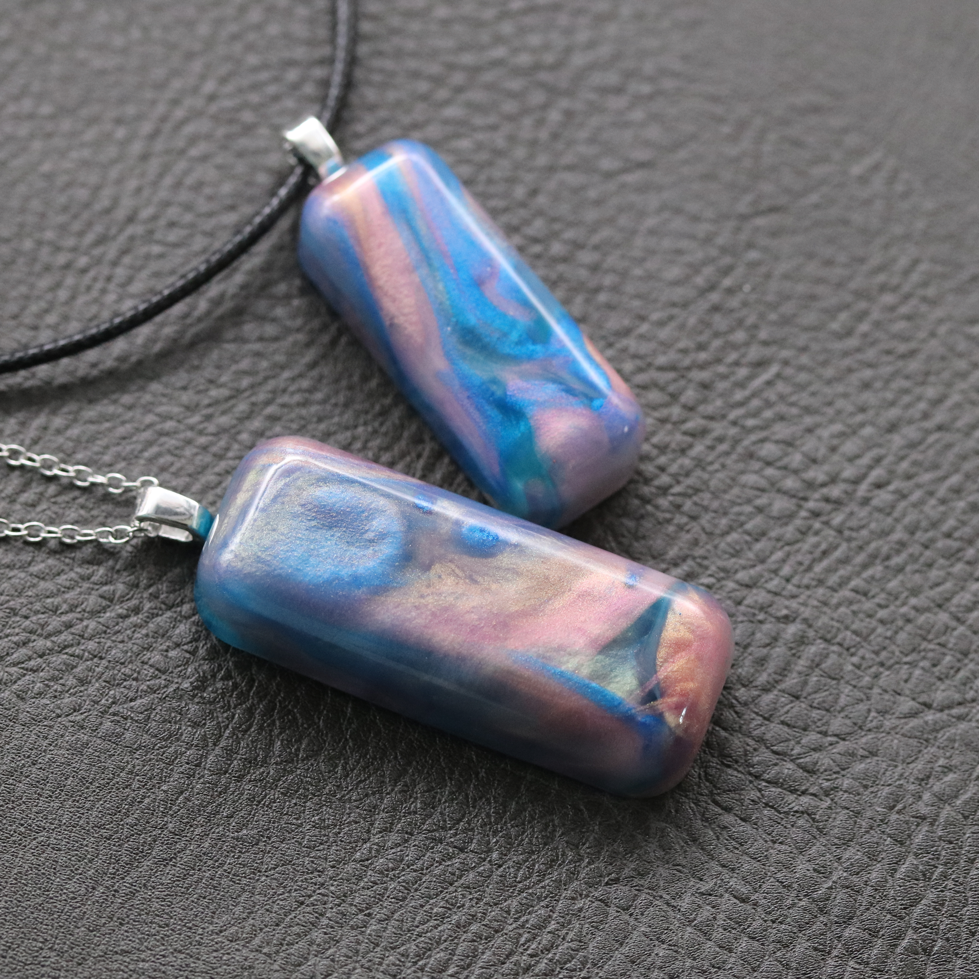 Pink + Blue Opal Worry Stone Pendant image 3