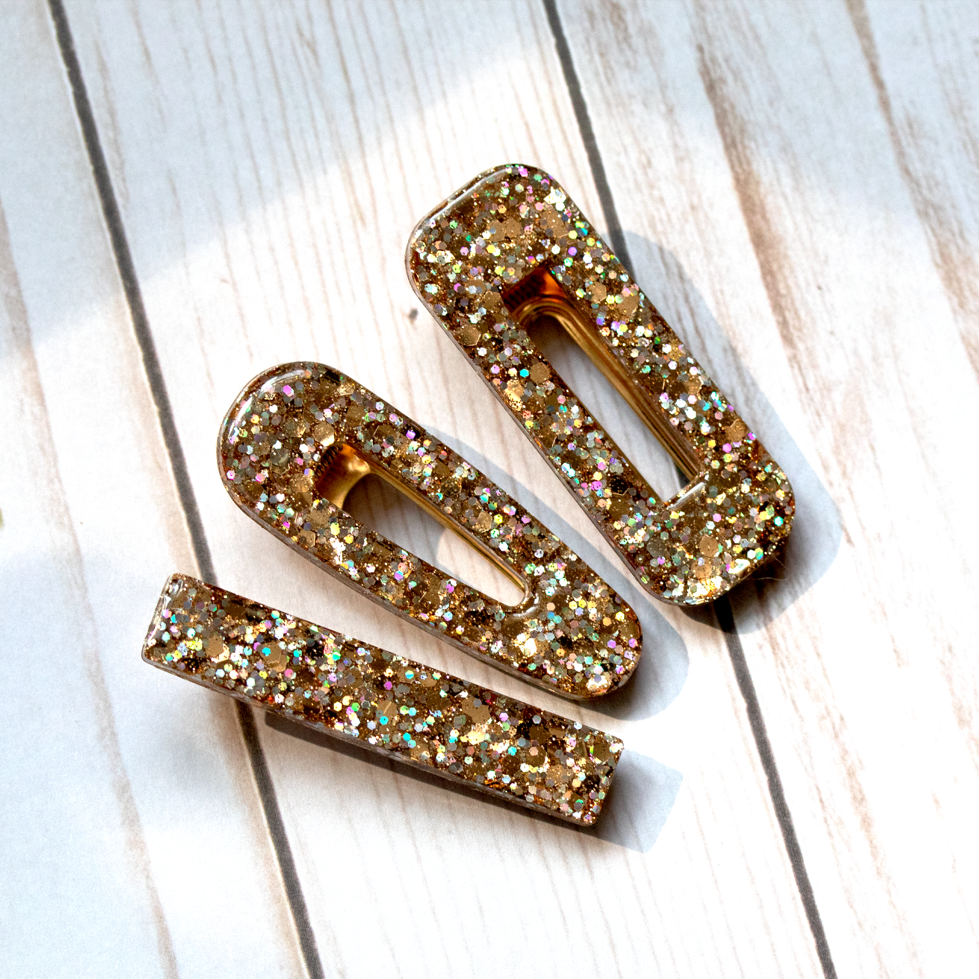 Sparkly Champagne Gold Barrette Set image 3