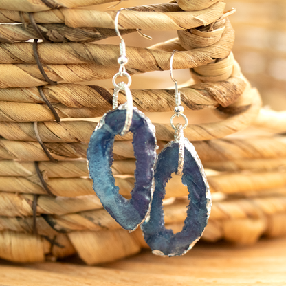 Blue + Purple Galaxy Geode Earrings image 2