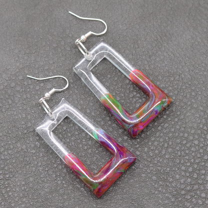 Psychedelic Swirl Boho Trapezoid-Shaped Earrings image 3