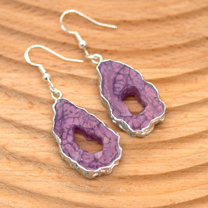 Lavender Crackle Geode Earrings Set image 6