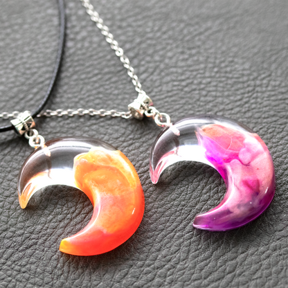 Pink or Orange Crescent Moon Pendant image 7