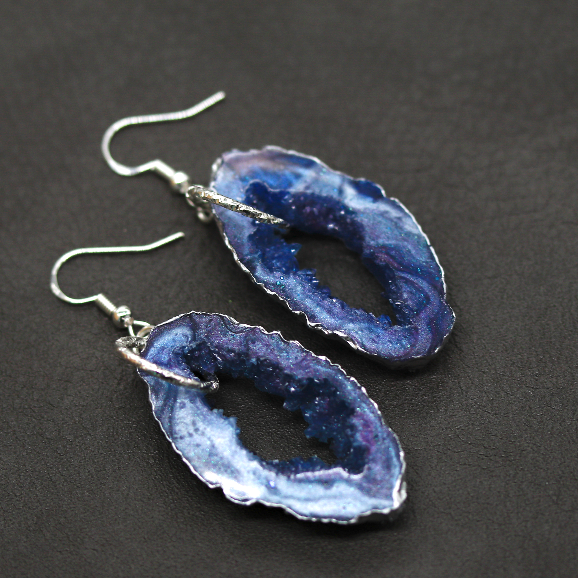 Blue Galaxy Geode Earrings image 9