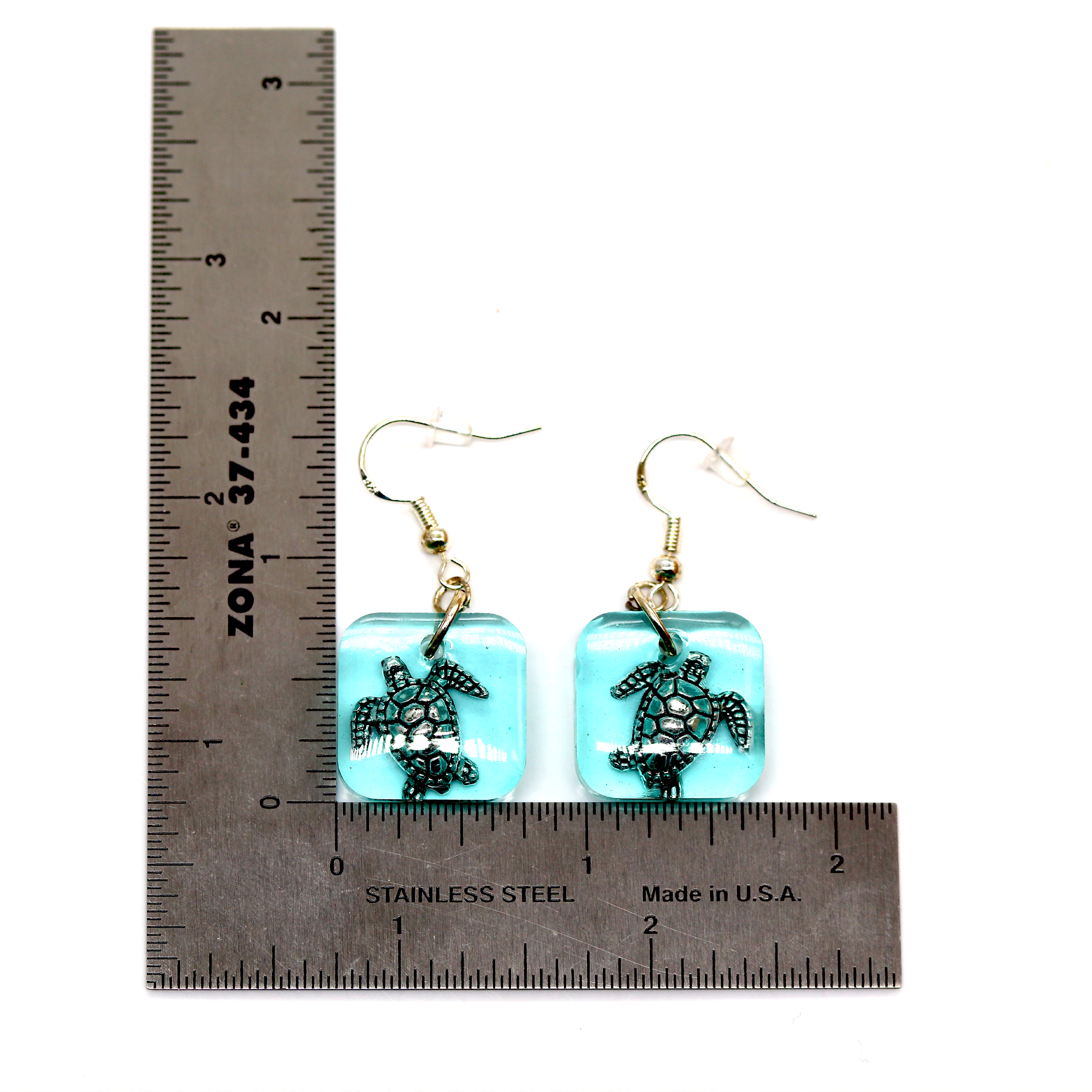 Turtle Underwater Seascape Earrings + Pendant Set image 9