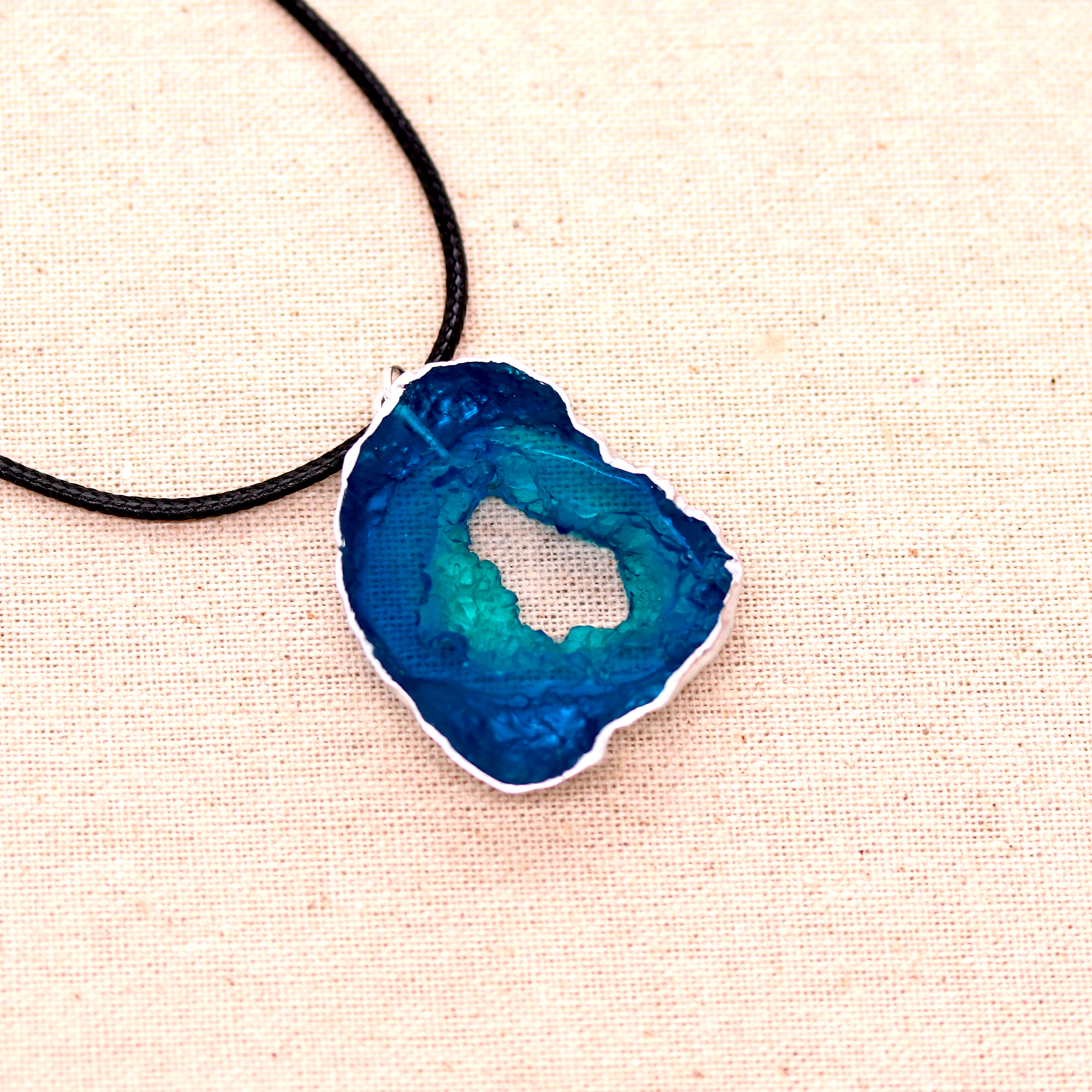 Aqua Clear Blue Water Geode Pendant image 3