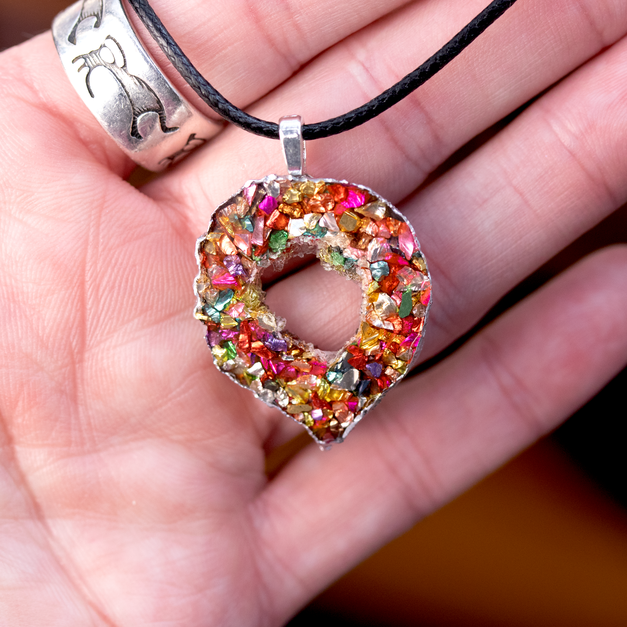 Rainbow Geode Pendant and Earrings Set image 7