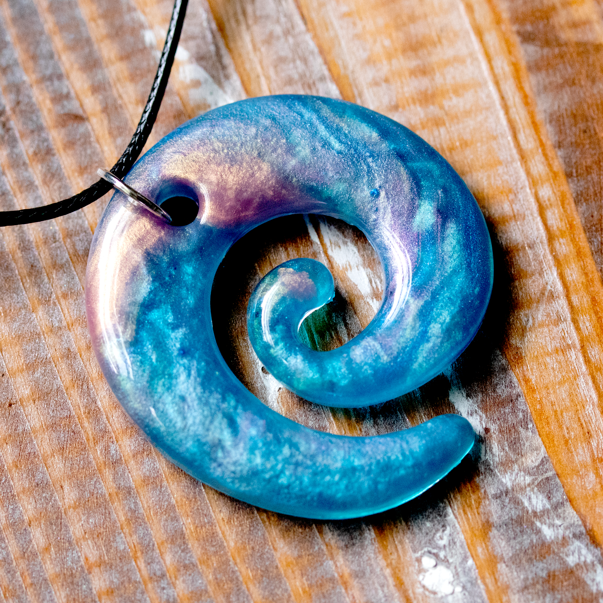 Iridescent Ocean Spiral Pendant image 0