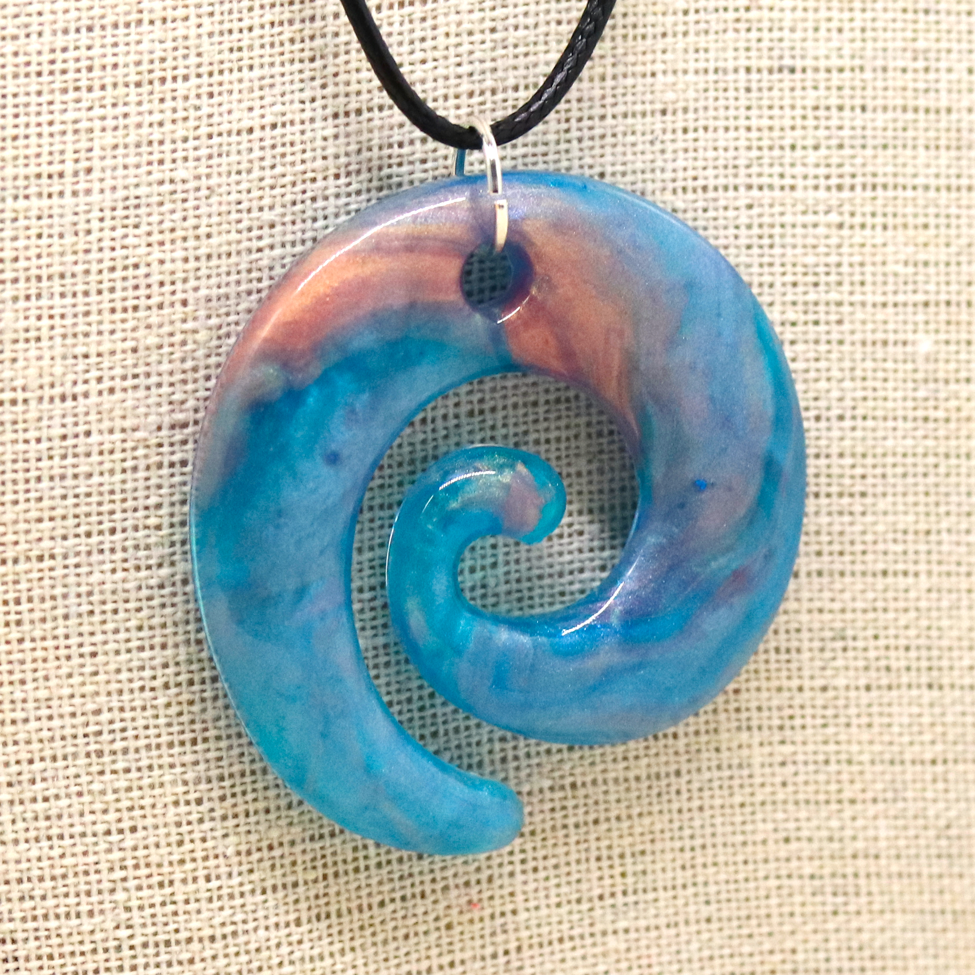 Iridescent Ocean Spiral Pendant image 3