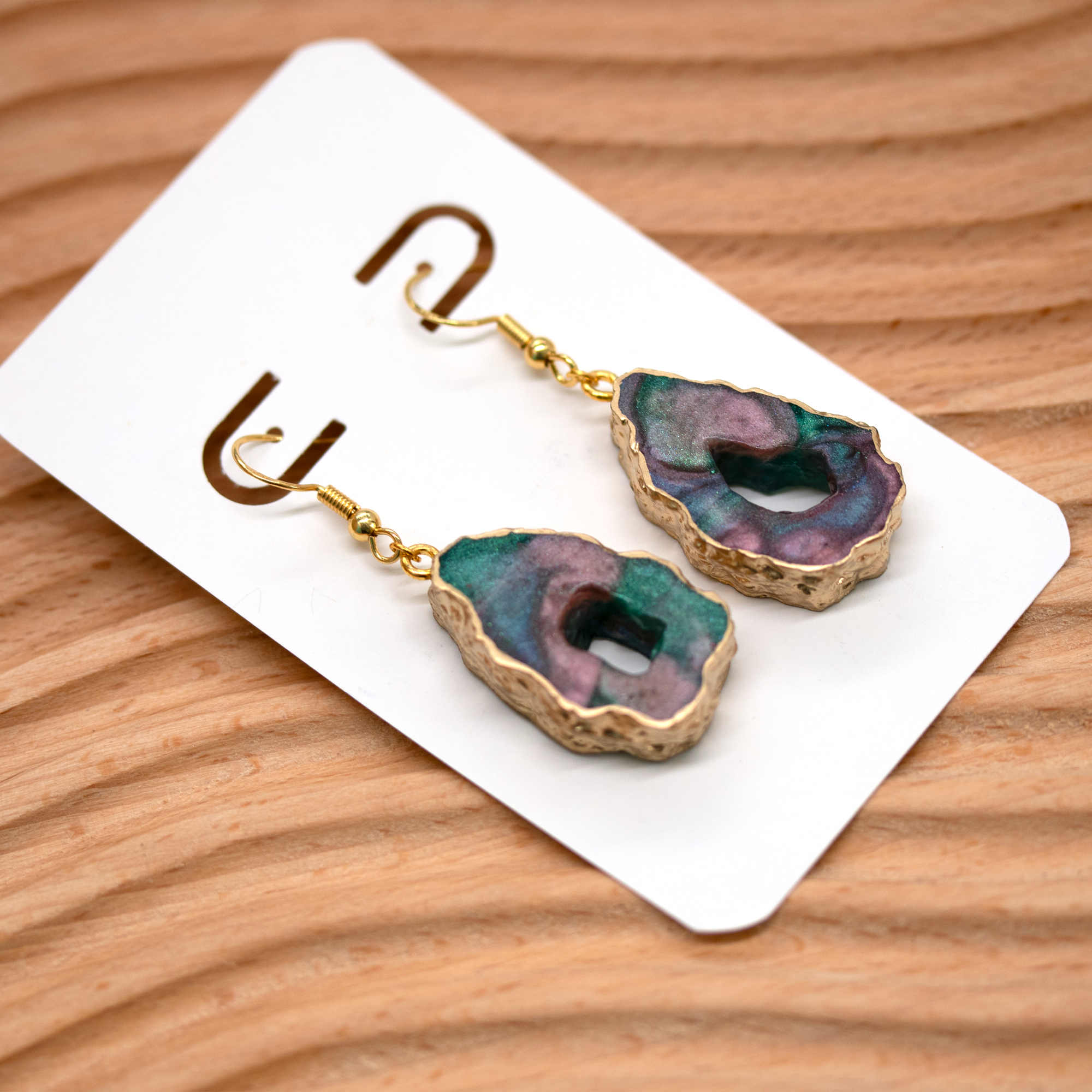 Earthy Marble Geode Agate Earrings image 3