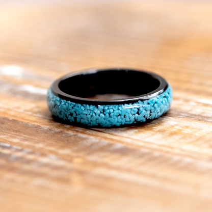 Turquoise Stone Black Metal Finish Ring image 0