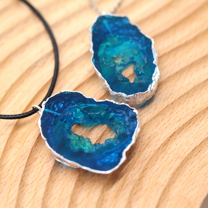 Aqua Clear Blue Water Geode Pendant image 9