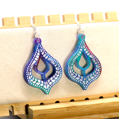 Teal + Purple Marble Moroccan-Inspired Boho Earrings image 6