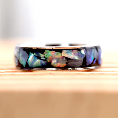 Abalone Shell Ring and Bangle Cuff Bracelet Matching Jewelry Set - Calico Unicorn
