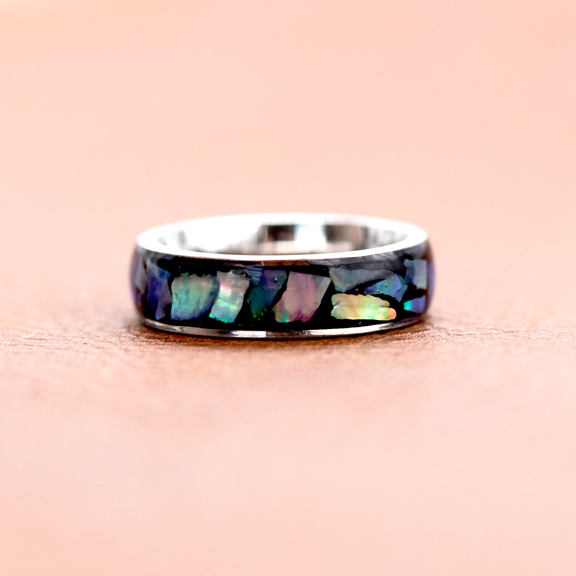 Abalone Shell Ring and Bangle Cuff Bracelet Matching Jewelry Set - Calico Unicorn