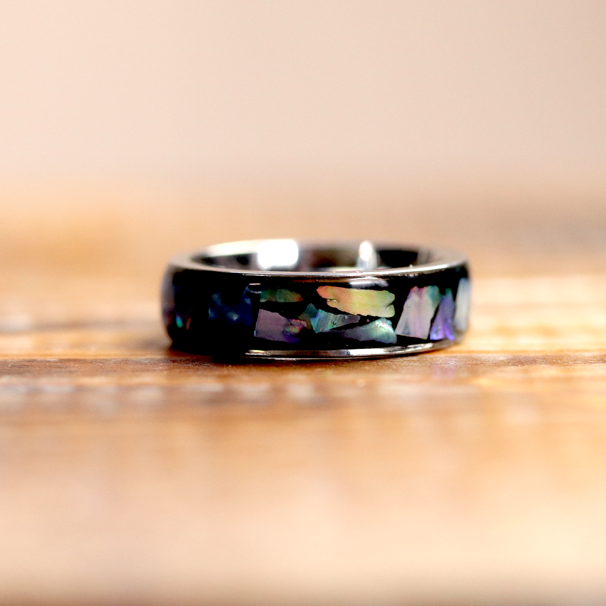 Abalone Shell Ring and Bangle Cuff Bracelet Matching Jewelry Set - Calico Unicorn