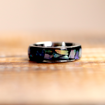 Abalone Shell Ring and Bangle Cuff Bracelet Matching Jewelry Set - Calico Unicorn