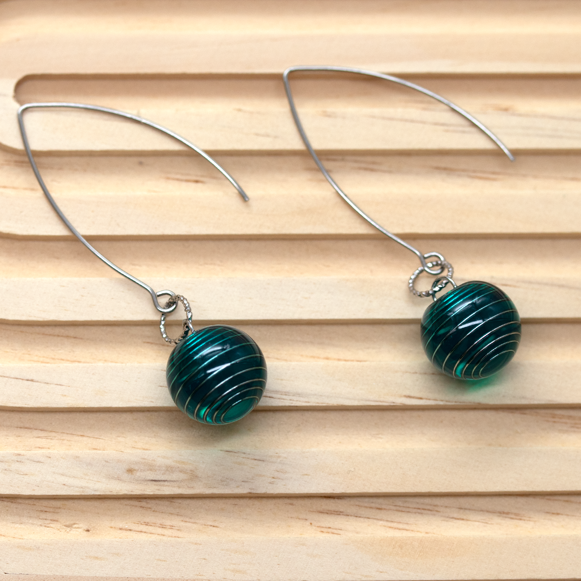 Aqua Blue Spiral Earrings and Pendant Set