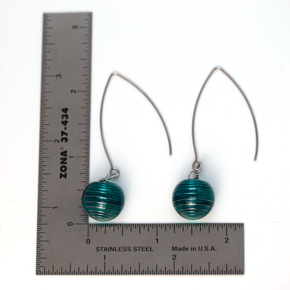 Aqua Blue Spiral Earrings and Pendant Set