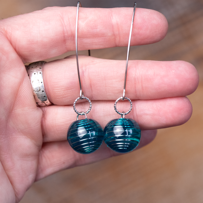 Aqua Blue Spiral Earrings and Pendant Set