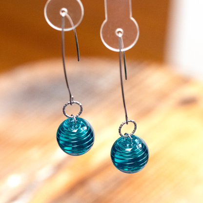 Aqua Blue Spiral Earrings and Pendant Set