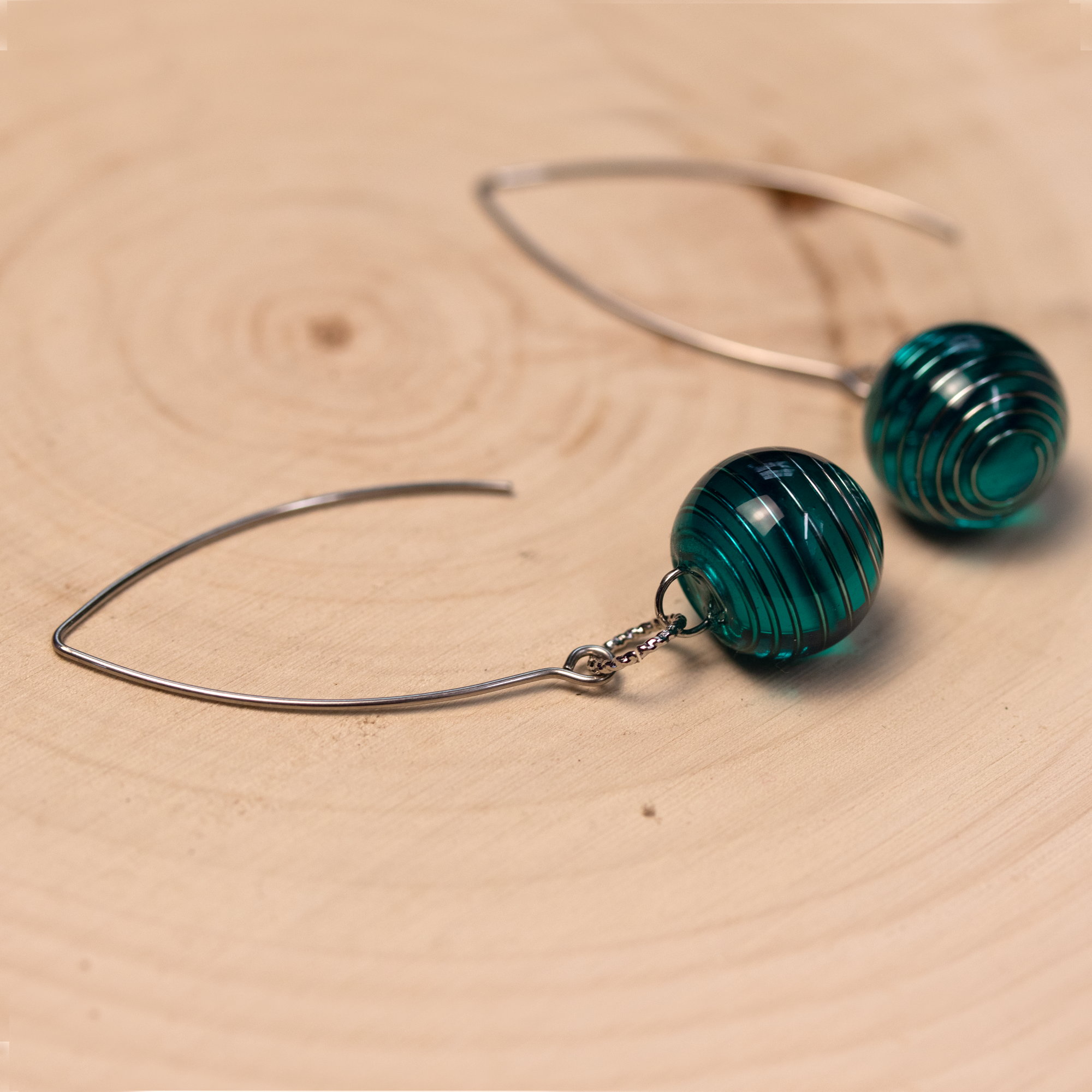 Aqua Blue Spiral Earrings and Pendant Set