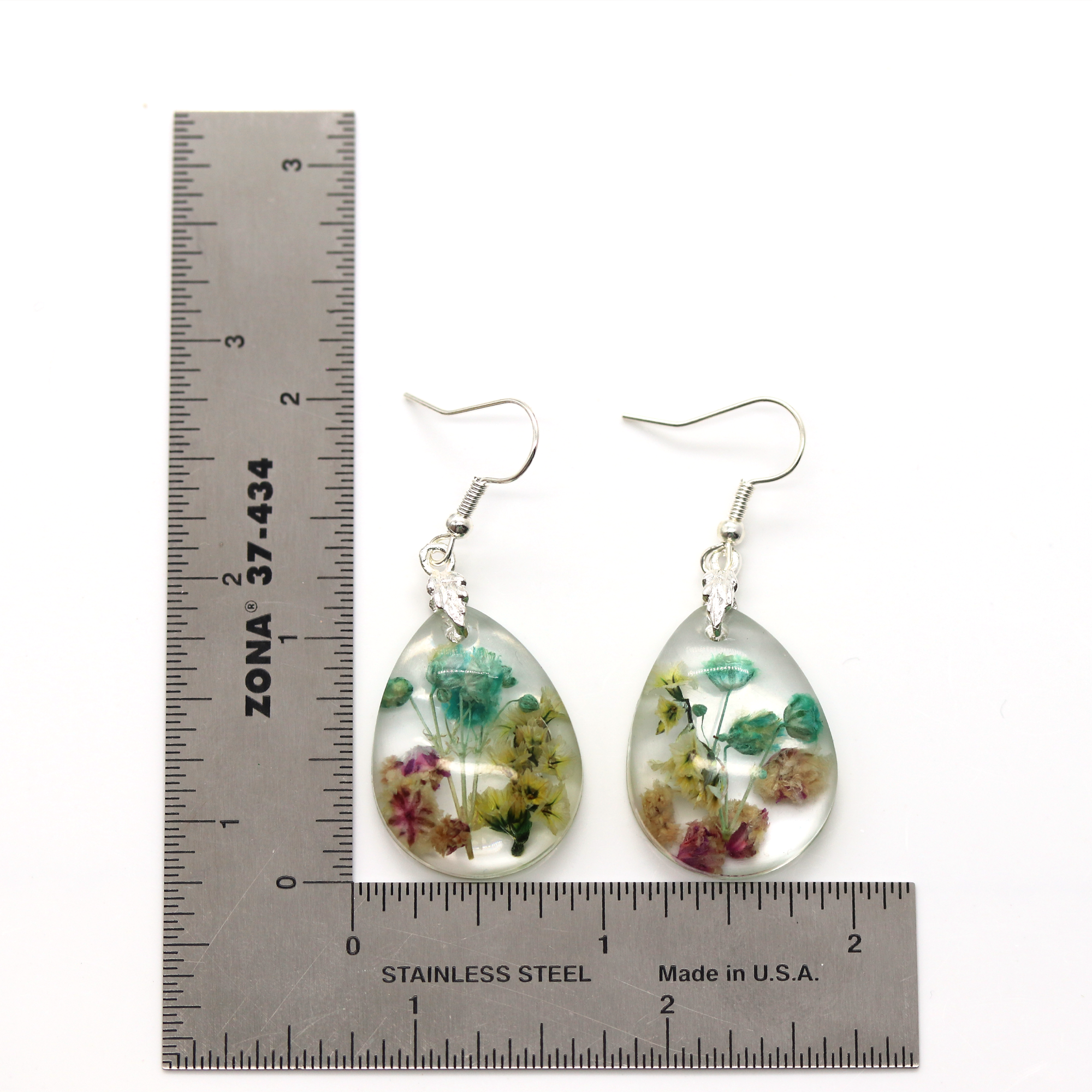 Teardrop Botanical Flower Pendant and Earrings Set - Calico Unicorn