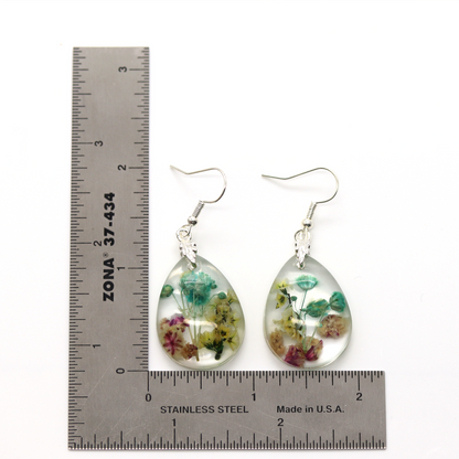 Teardrop Botanical Flower Pendant and Earrings Set - Calico Unicorn