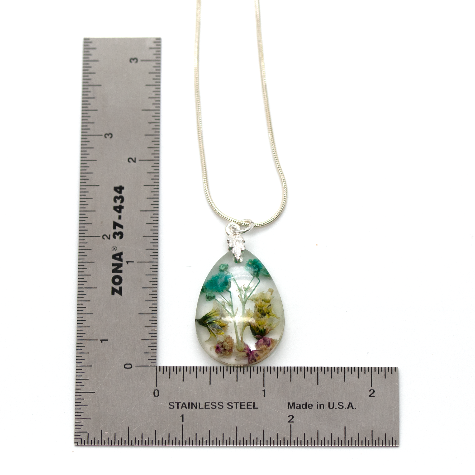 Teardrop Botanical Flower Pendant - Calico Unicorn