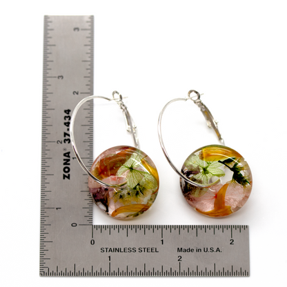 Botanical Flower Donut Shaped Earrings