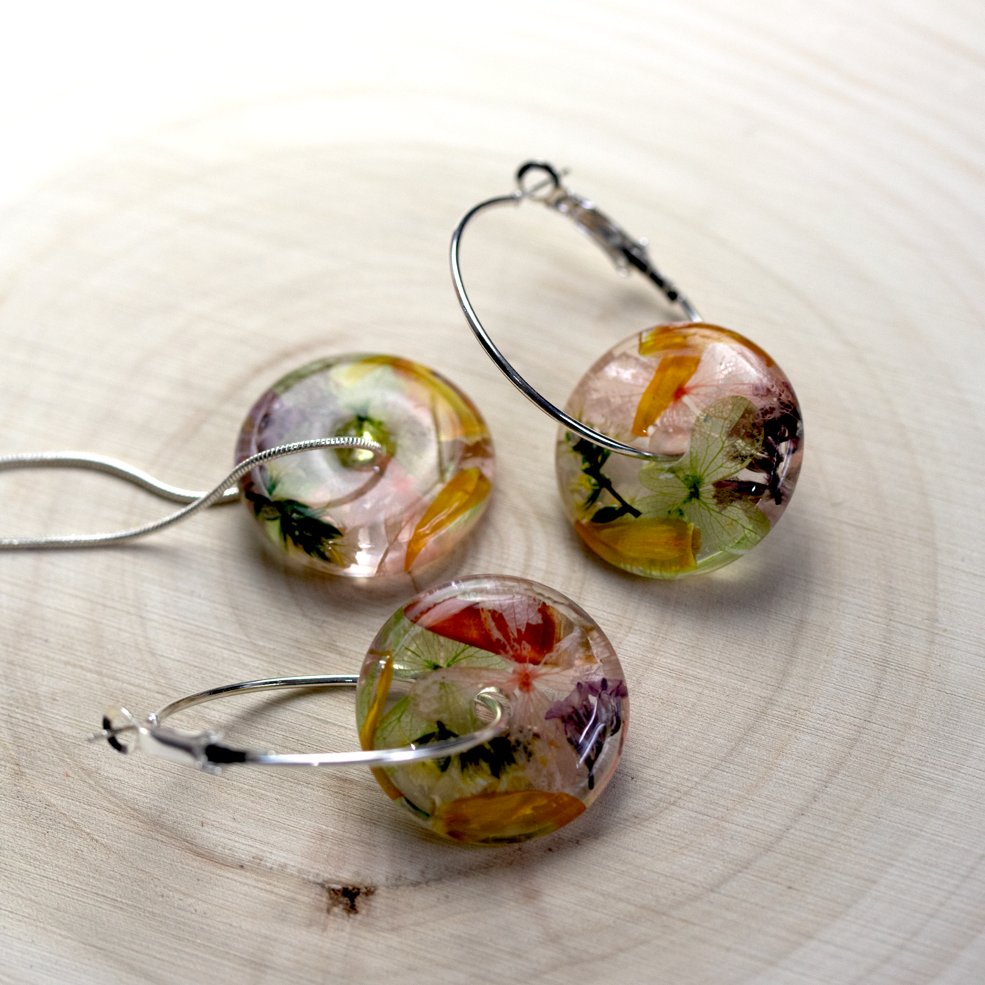 Botanical Flower Donut Shaped Earrings