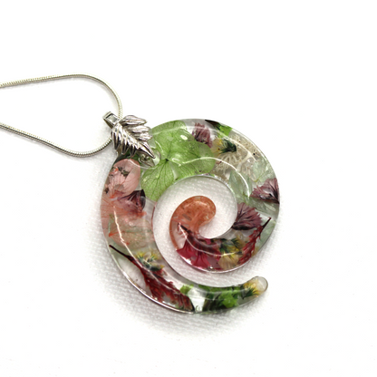 Botanical Flower Spiral Pendant