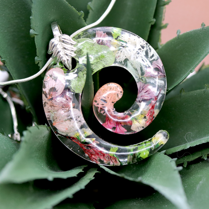 Botanical Flower Spiral Pendant