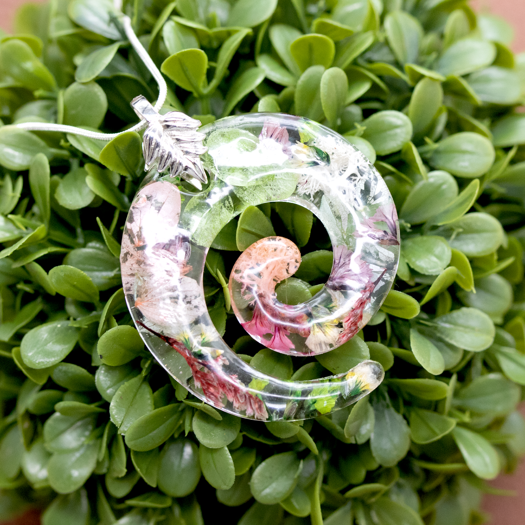 Botanical Flower Spiral Pendant