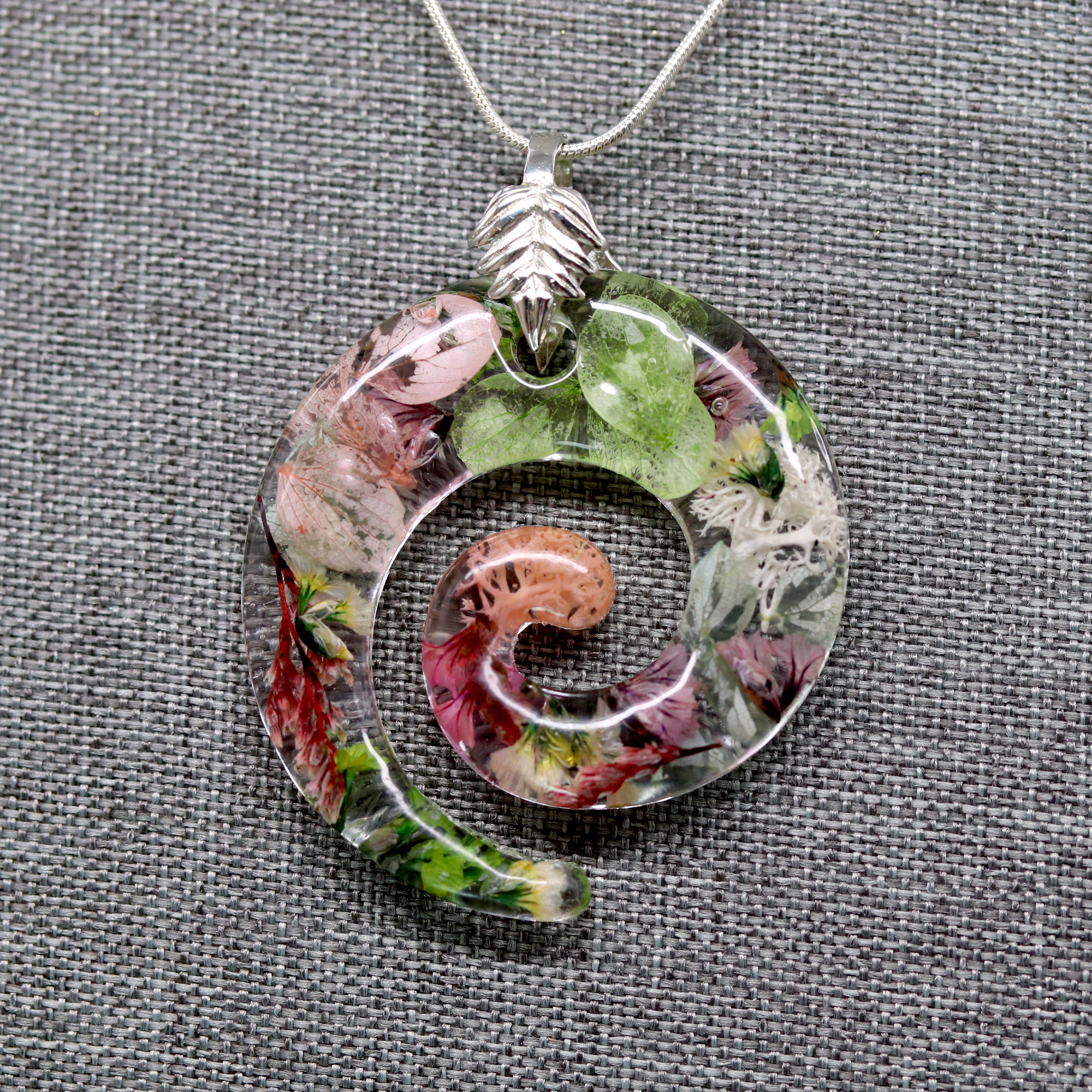 Botanical Flower Spiral Pendant