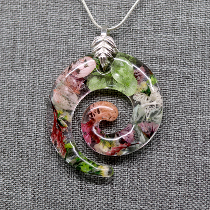 Botanical Flower Spiral Pendant