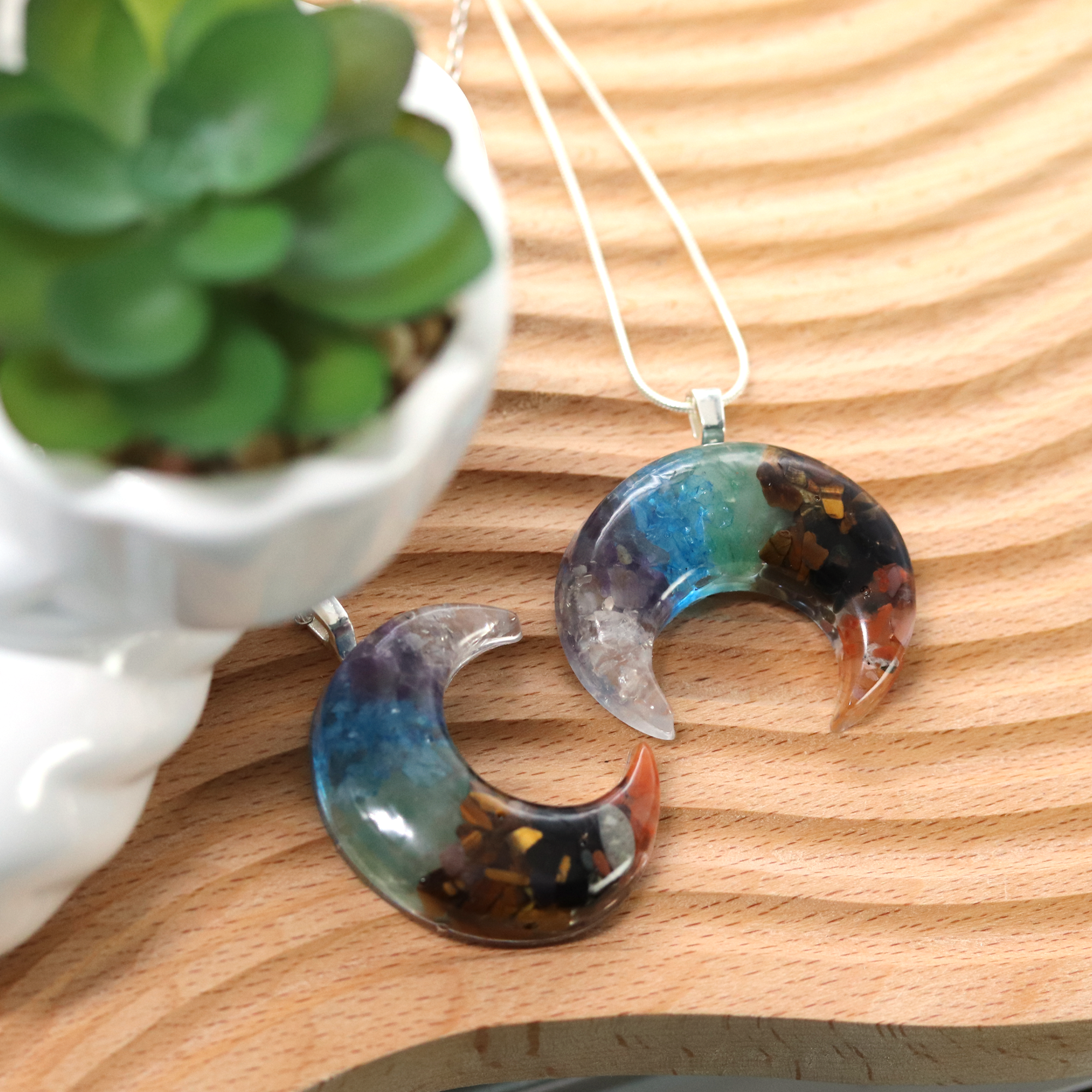 7 Chakra Moon Pendant
