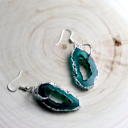 May - Emerald Birthstone Inspired Geode Earrings