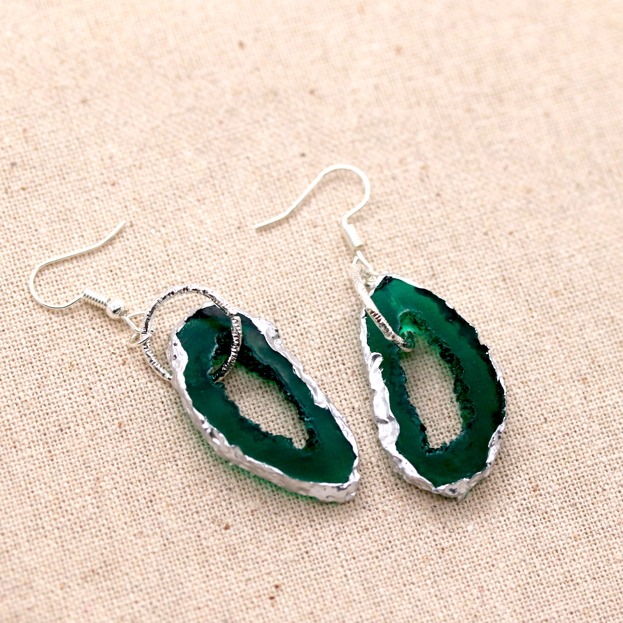 May - Emerald Birthstone Inspired Geode Earrings