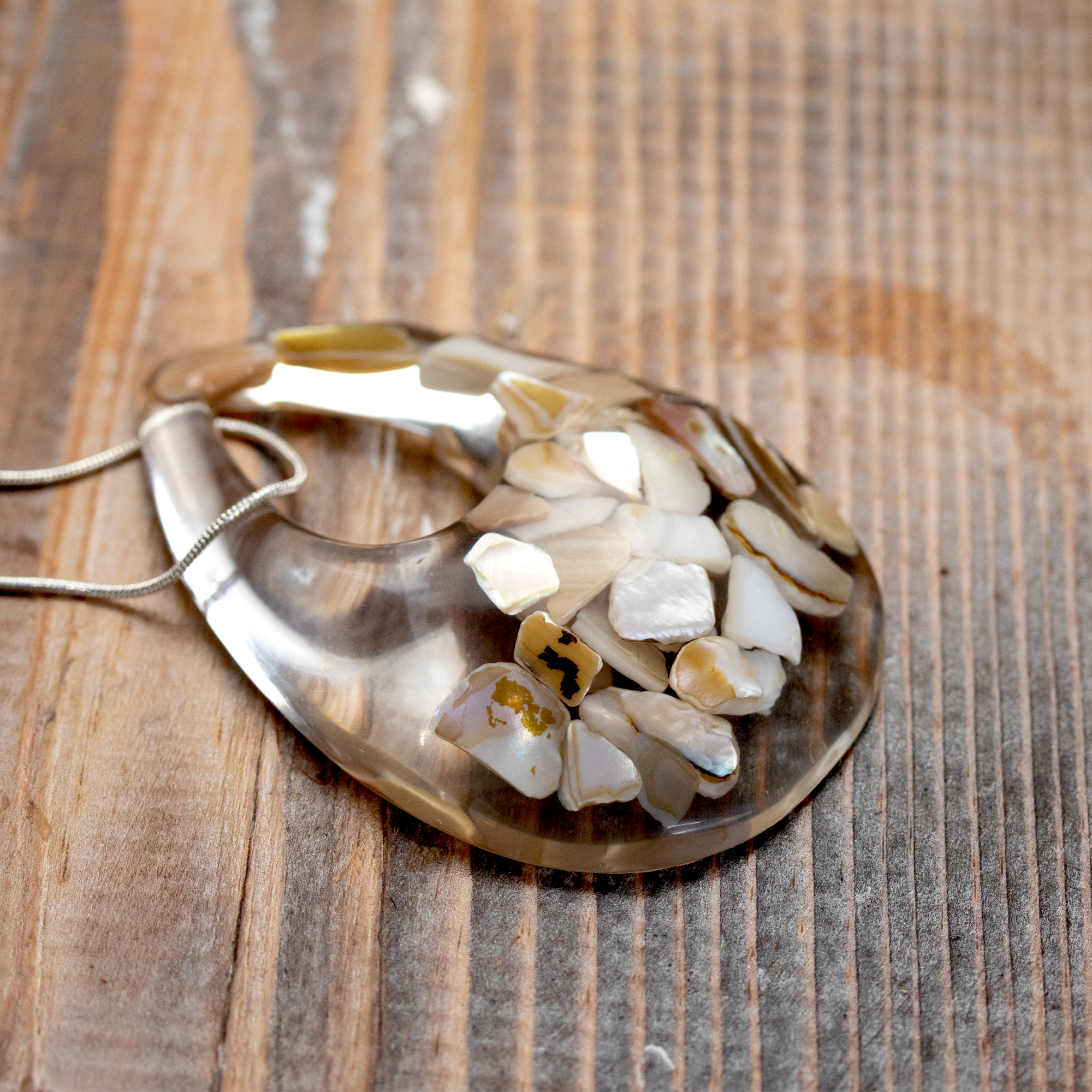 Mother of Pearl Shell Teardrop Pendant - Calico Unicorn