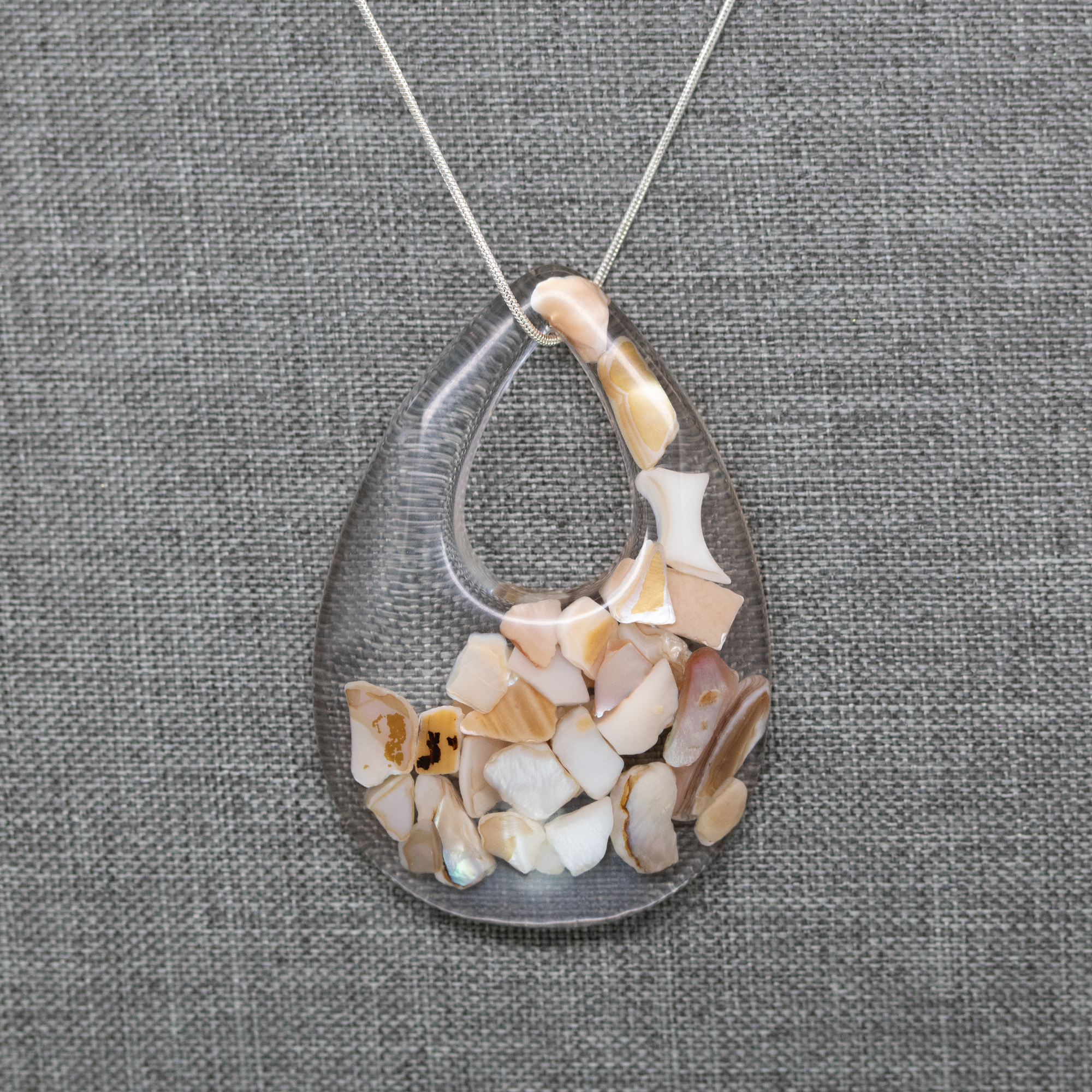 Mother of Pearl Shell Teardrop Pendant - Calico Unicorn