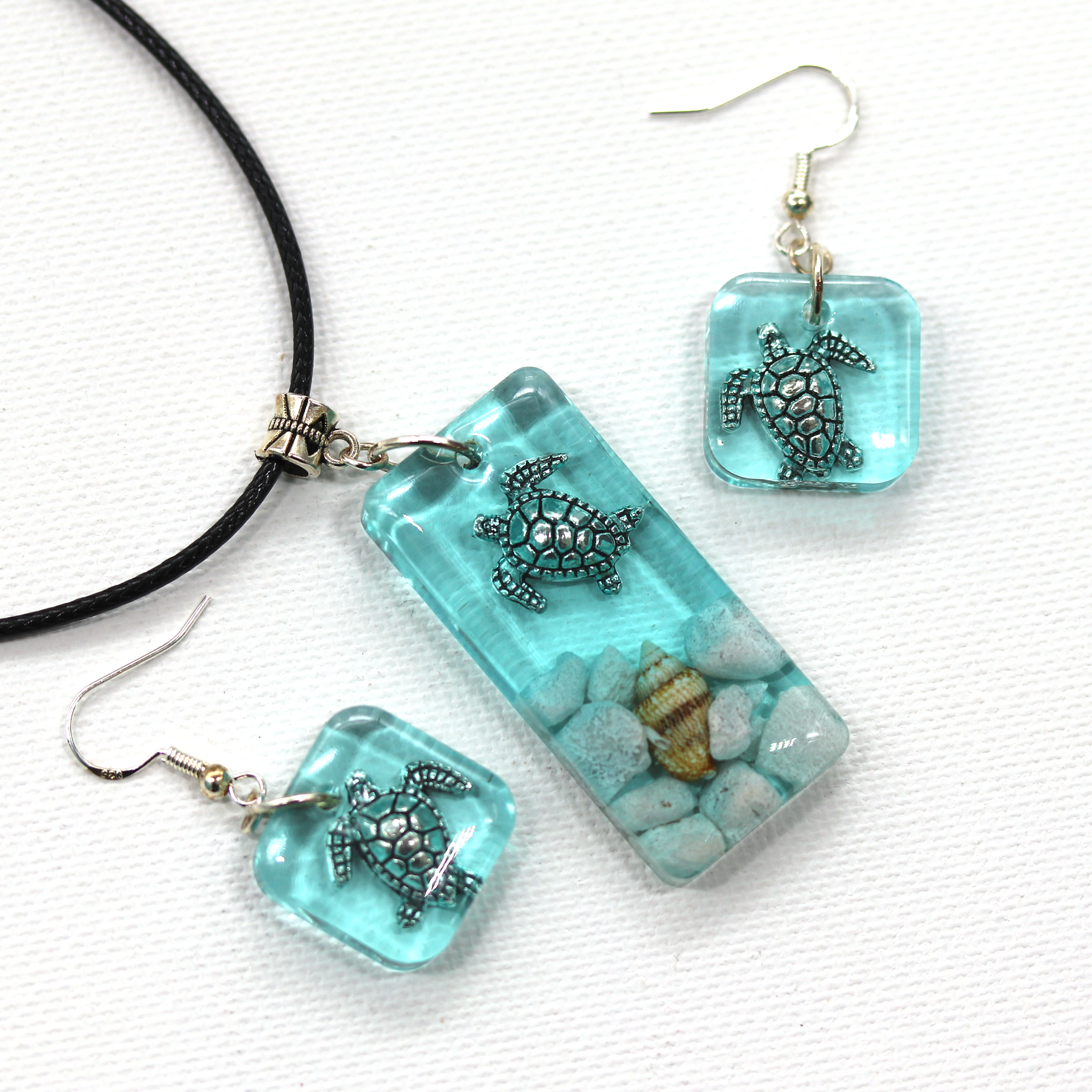 Turtle Underwater Seascape Earrings - Calico Unicorn
