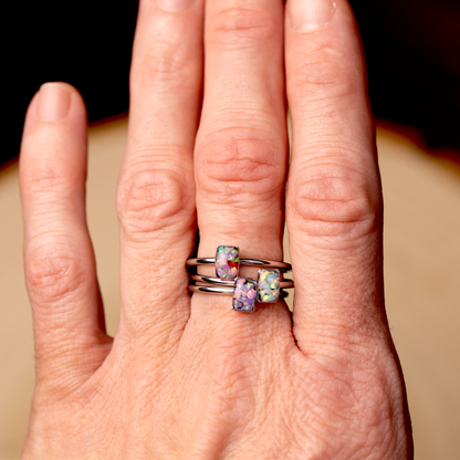 Dainty Opal Ring Set Trio