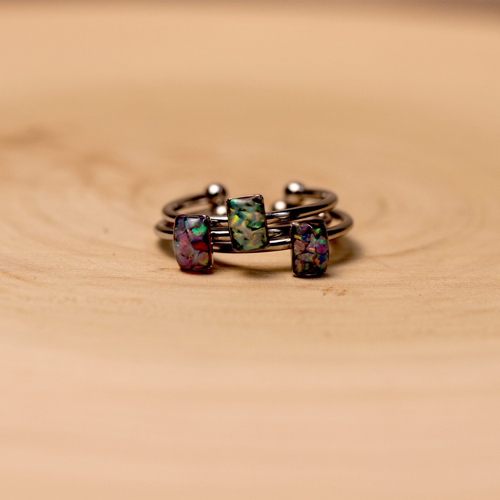 Dainty Opal Ring Set Trio