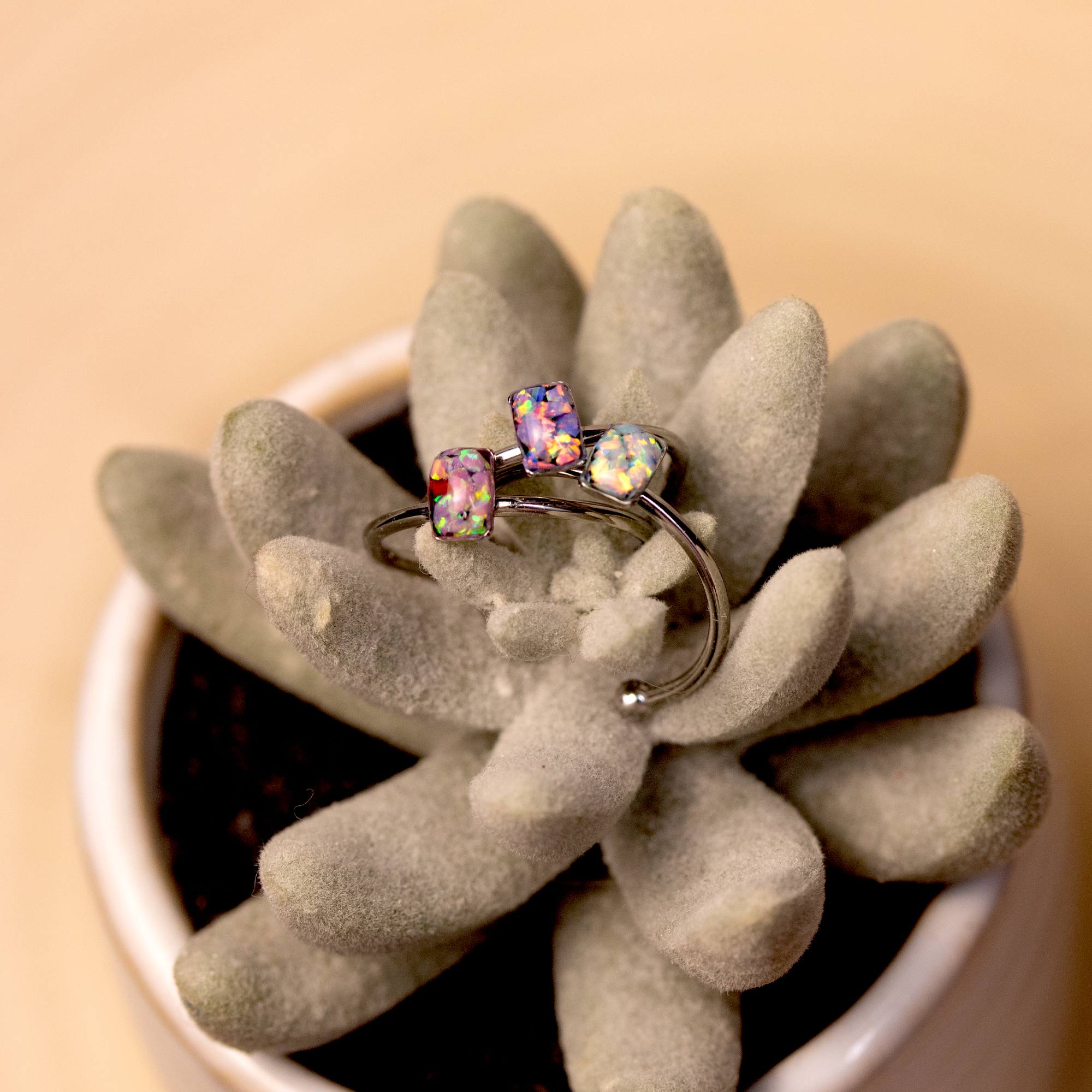 Dainty Opal Ring Set Trio