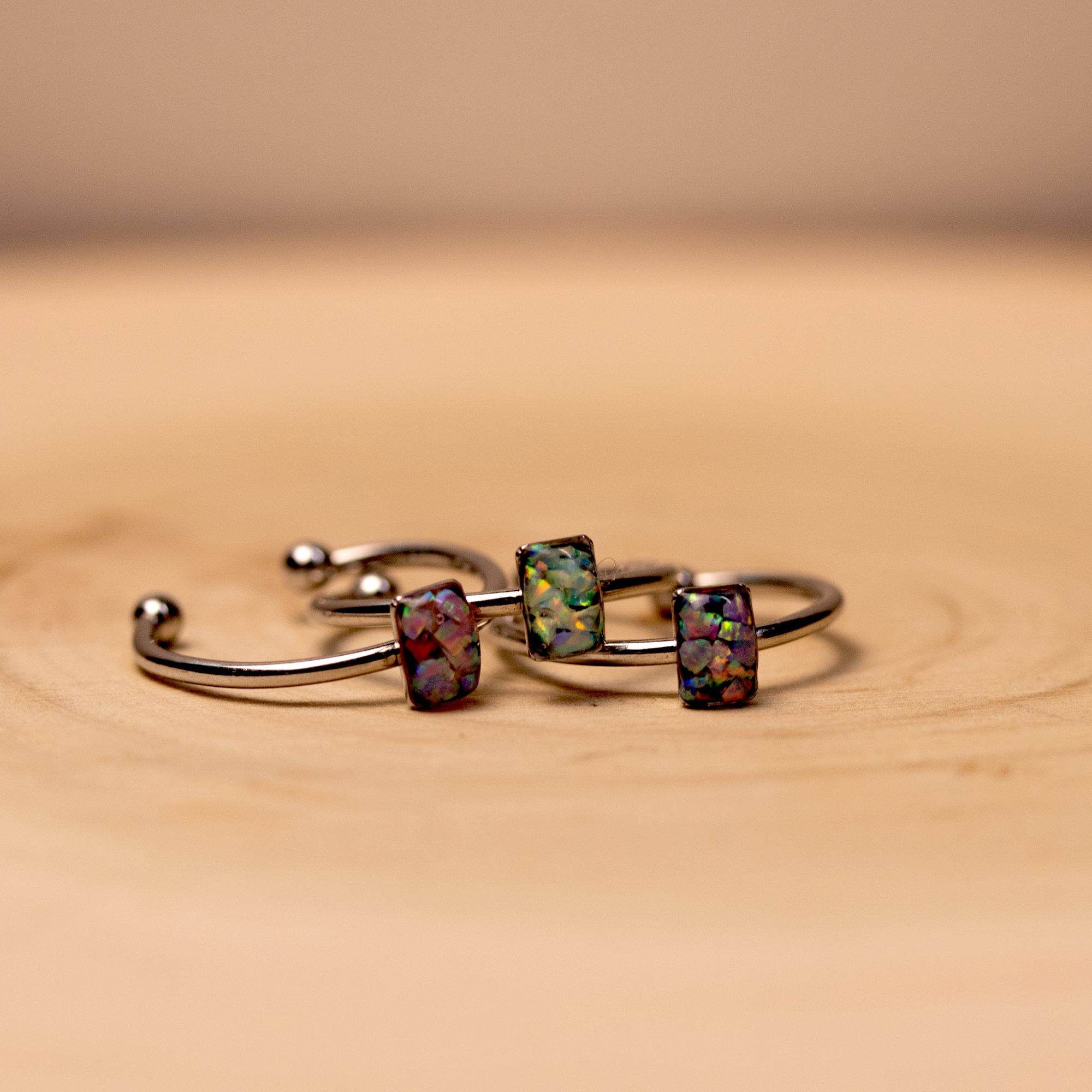 Dainty Opal Ring Set Trio