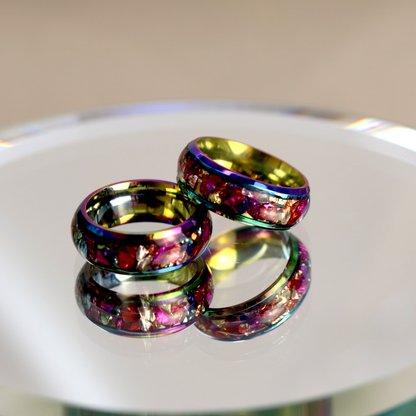 Colorful Metallic Inlay Rainbow Metal Finish Ring