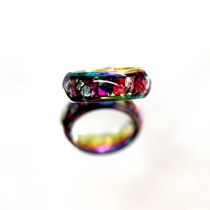 Colorful Metallic Inlay Rainbow Metal Finish Ring