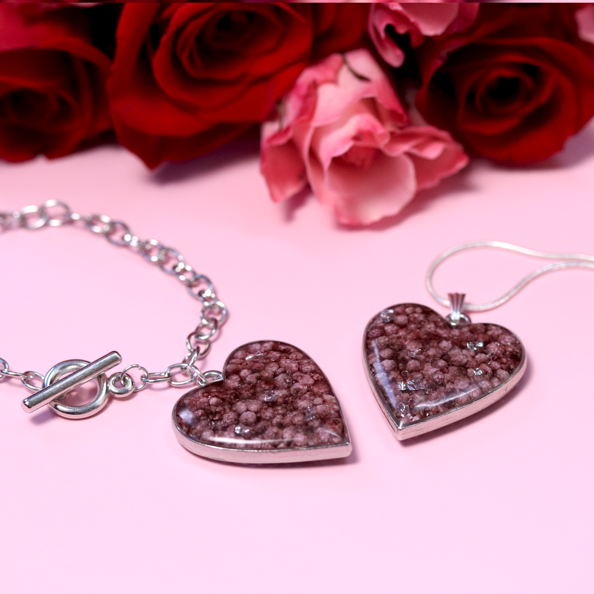 Rosé Amoré Heart Limited Edition Pendant and Bracelet Set - Calico Unicorn