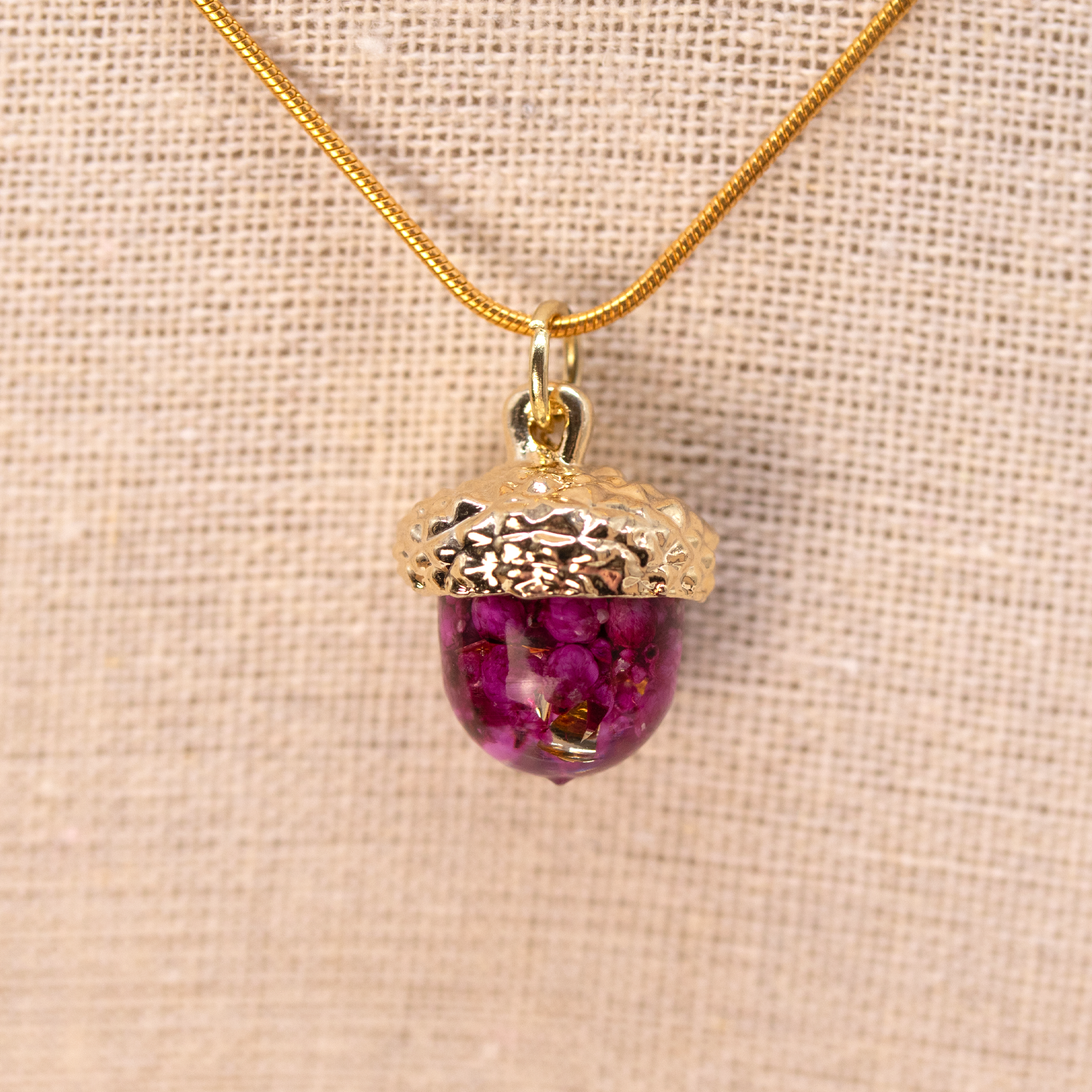 Dainty Rosé Amoré Botanical Acorn Pendant