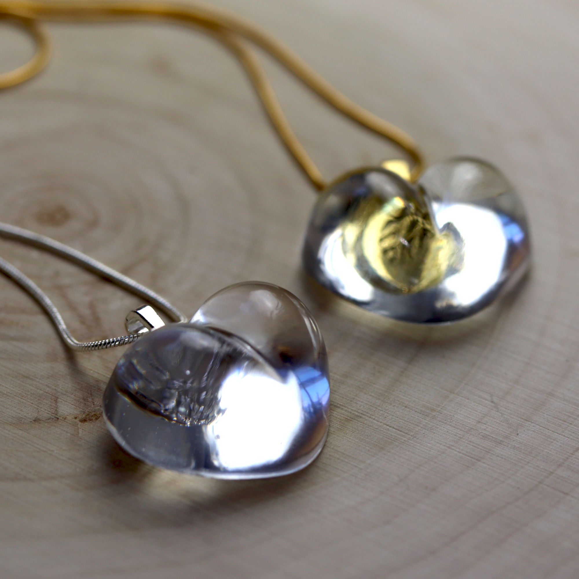 Simple White and/or Crystal Clear Heart Pendant - Calico Unicorn